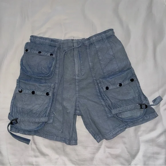 Free People Light Blue Cargo Shorts - Picture 3 of 8